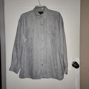 Oleg Cassini Mens XXL Green Silk Blend Sueded Finish Long Sleeve Button Shirt